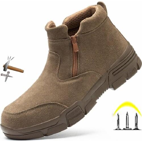 Mens Boots Safety Shoes Steel Toe Puncture-Proof Waterproof Work Boots Lightweight Safety Work Shoes Men Indestructible Shoes