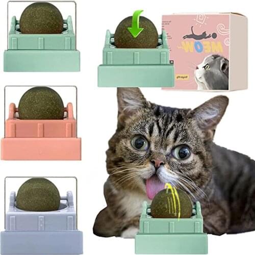 Catnip Toys Rotating Catnip Ball Pet Mint Leaf Cat Catnip Treat Ball Cleaning Teeth Edible Toy Help Digestion Puzzle Catnip Ball