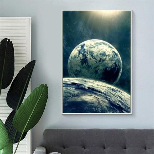Sci-Fi Universe Space Earth Poster Wall Art Canvas Space Planet Starry Canvas Print Living Room Decor Wall Painting