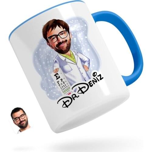 Personalized Men 'S Eye Doctor Caricature Of Blue Mug cup
