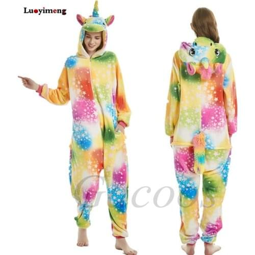 Boys Pajamas Girls Unicorn Jumpsuit Pijamas Childrens Kigurumi Sleepwear Winter Flannel Kids Deer Fox Homewear Teens Costume