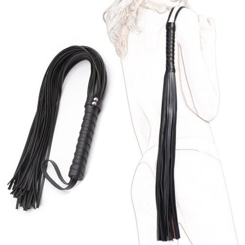 CamaTech 64cm Genuine Leather Tassel Spanking Whip with Sword Handle Lash Fetish Flogger Flirt Bondage Horse Whips BDSM Sex Toys