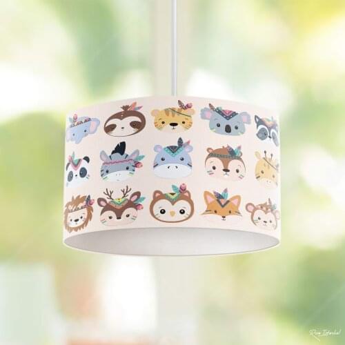 Furry Animals Boy Printing Patterned Kids Baby Room Bedroom Light Pendant Lamp Chandelier