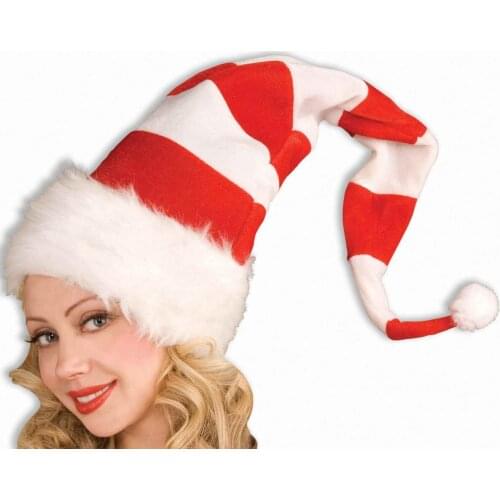Christmas Long Santa Hats, Striped Plush Santa Hat Party Favors Novelty Holiday Headwear