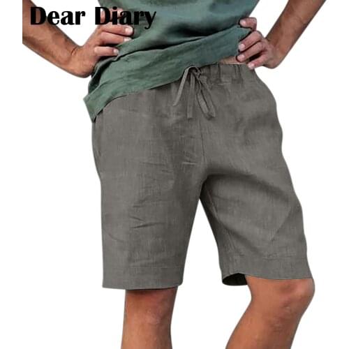 Mens Casual Shorts Solid Color Outdoors Sport Cotton Linen Pocket Beach Work Cargo Shorts Sportswear Male Summer Streetwear