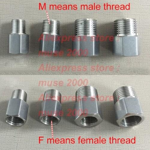 304 steel coupler tube thread connector Female male M14 M20 M10 1/8 1/4 3/8 1/2 3/4 coupling pipe joint connector meter tapping