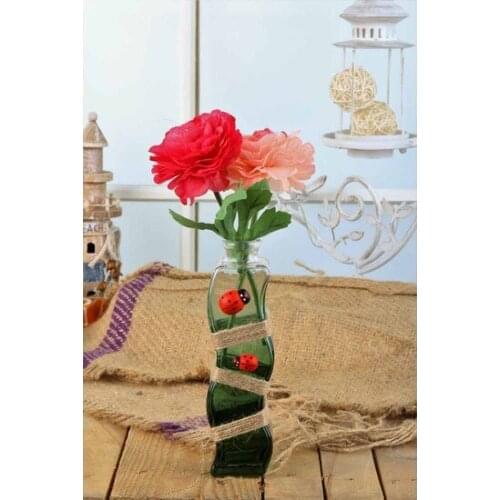 Modern Mesh Drawstring Green Glass Vazolu 2 Rose Bymst100 vase jarrón ваза vaso مزهرية