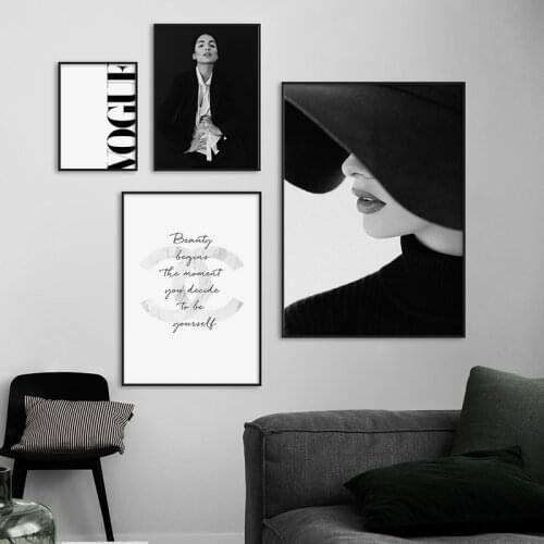 Modern Art Fashion Canvas Painting Black White Women Sexy Lips Poster Print Nordic Style Wall Picture For Living Room Home Decor