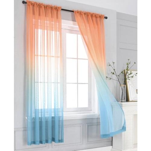 Modern Tulle Curtains Gradient color Window Treatment Living Room Bedroom Sheer Drapes Party Hotel Decoration Curtain