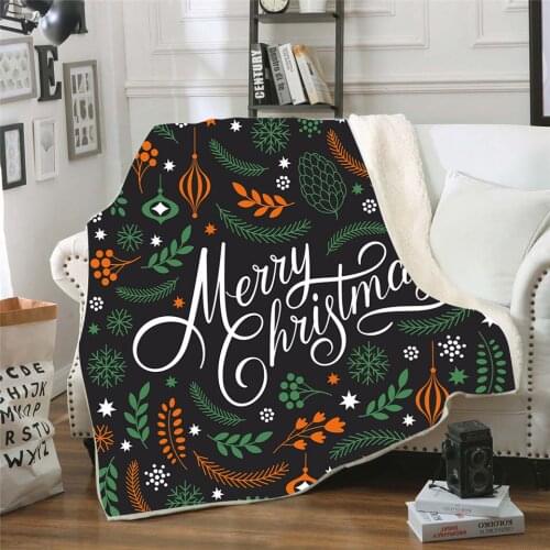Modern Simple Style Christmas Double-layer Thickened Warm Digital Printed Wool Sofa Cover Blanket Square Blanket