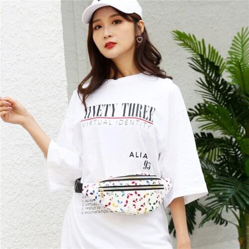 Women Color Butterfly Printing Bag Fashion PU Leather Crossbody Chest Bags Casual Ladies Large Capacity Waist Packs Handbags