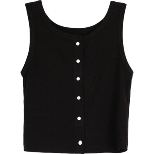 Knitted Tank Tops Button Front Sleeveless Summer Tops Women