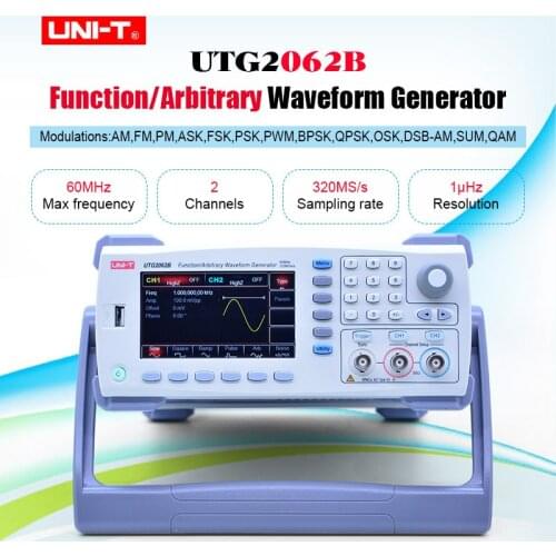 UTG2062B 2 Channels Function/Arbitrary Waveform Generator 60MHz 320MS/s produce high precision,stable,pure low distortion signal