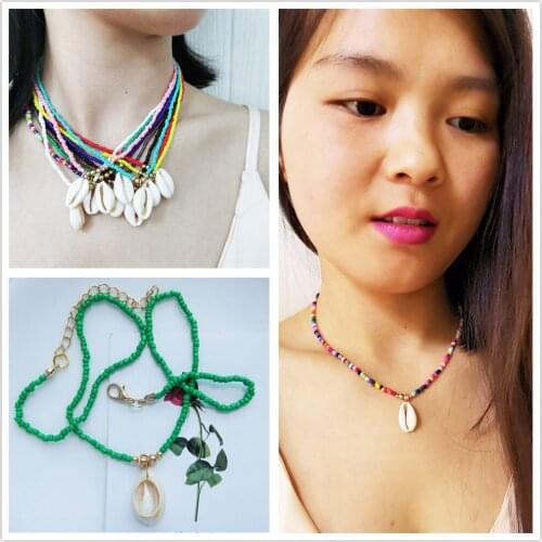 2020 Bohemian Rice Beads Chain Necklace for Women Female Collar Jewelry Statement Bohe Choker Jewelry Beach Accessories Necklace