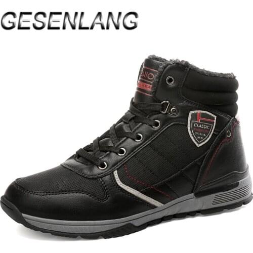 Winter Mens Walking Shoes Lambswool Lined High Top Comfortable Casual Snow Boots Nonslip Durable Barefoot Outdoor Male Sneakers