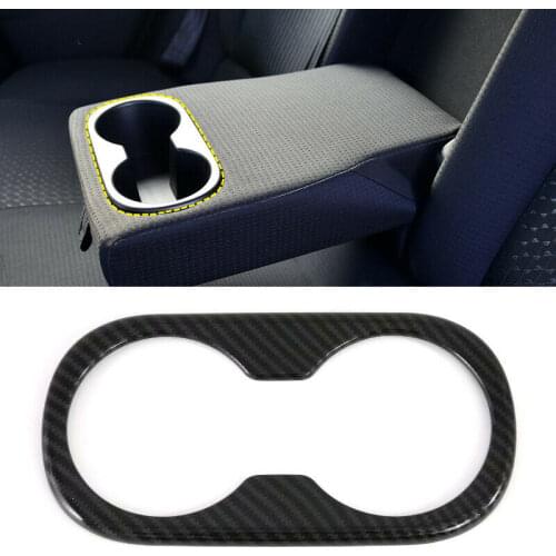 1PCS ABS Carbon Accessories Rear Water Cup Holder Frame Cover for Toyota Prius 2017-2020