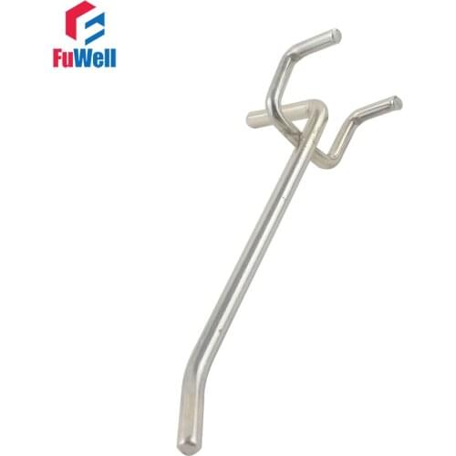 10pcs 150mm Length Supermarket Peg Board Hooks 5mm Wire Dia. Display Hook 25mm Hole Pitch Shelf Hole Plate Pegboard Hooks