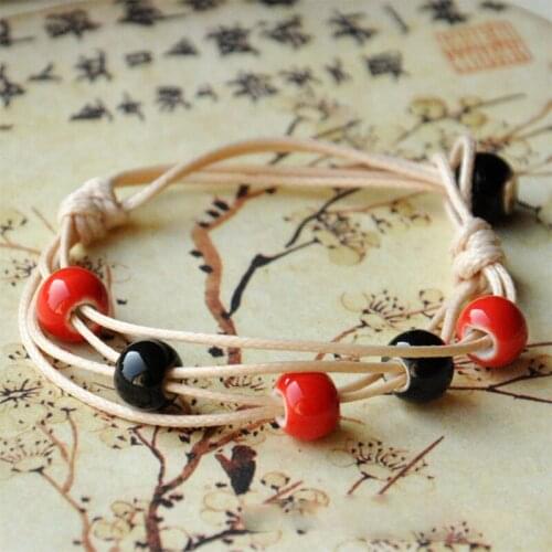 12 Pieces/Lot Ceramics Colorful Color Beads Bracelets Multilayer Braided Rope Cuff Bangles Button Chain Wristbands Bohemia Gifts