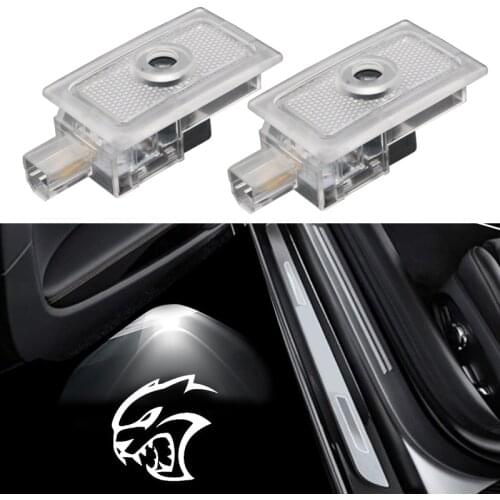 2-4 pcs Car Door Hellcat Logo Light LED Car Styling For Dodge Magnum Charger Avenger Shadow Ghost Badge Projector Courtesy Light