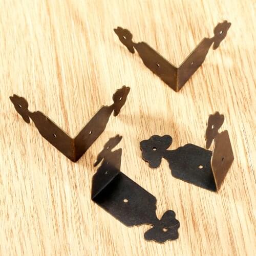 20pcs/12pcs Decorative Corner Guard Protectors Iron Flower Bracket Box Covers Desk Feet legs Antique Bronze Furniture screws