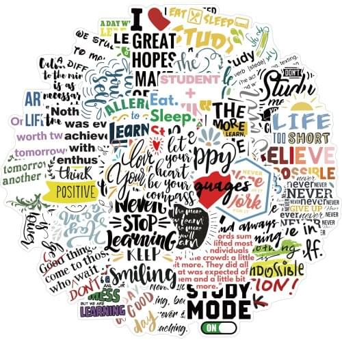 50pcs Inspirational English Slogans Graffiti Stickers Luggage Skateboard Decoration Waterproof Stickers Scrapbooking DIY craft