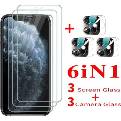 6 In 1 for iphone 12 Pro Max mini HD Glass Screen Protector Safety Protective Film for iphone 11 12 pro Camera Protection Glass