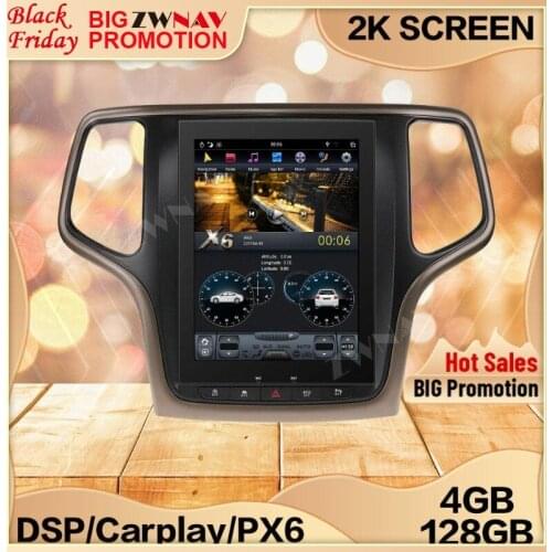 4+128G Tesla Screen For 2014 2015 2016 2017 2018 JEEP Grand Cherokee Android 9 Unit Car Multimedia Player GPS Audio Radio Stereo