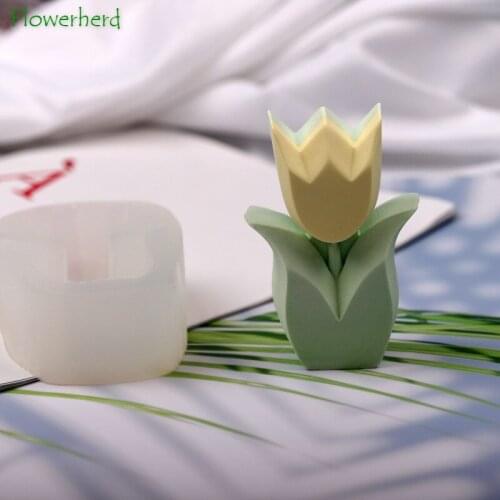 Large 3D Tulip Aromatherapy Scented Candle Silicone Mold Candle Making Supplies DIY Resin Molds Plaster Decoration Diffuser Mold