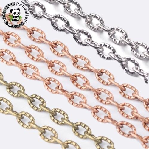 4x3x1mm Oval Iron Cross Chains Come On Reel for Nacklace Making 100M/roll Golden Gunmetal Antique Bronze Red Copper Silver Color