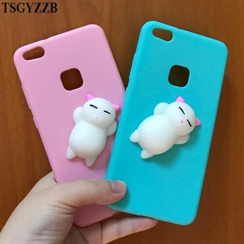 For Huawei P10 Lite Case Cat Cute Squishy 3D Soft TPU Silicon Cartoon Phone Case For Huawei P8 Lite 2017 Back Cover P9 Lite 2017