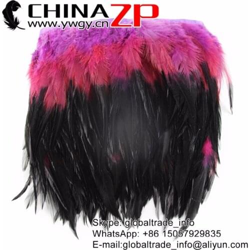 CHINAZP Factory Cheap Wholesale 10yards/lot Dyed Purple-Red-Black Chicken Rooster Saddle Feathers Fringe Trim for Skirt