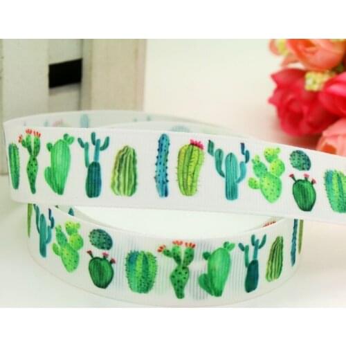 DHK 7/8'' 5yards cactus printed grosgrain ribbon headwear hair bow diy decoration OEM Wholesale 22mm C1147