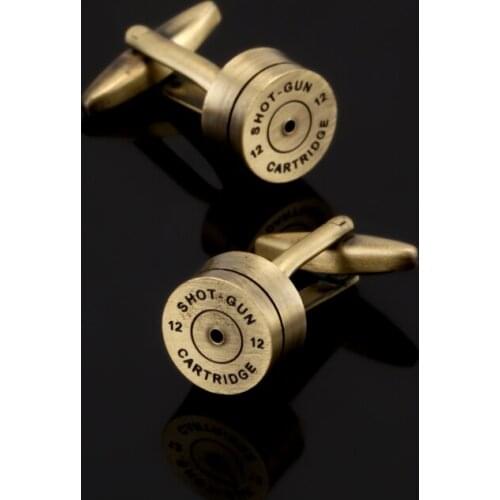 High quality French shirt gold bullet shell Cufflinks male senior military clothing accessories 3 double Cufflinks packaged for