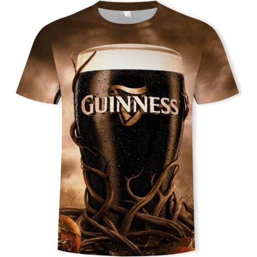 3D Digital Printing Beer Picture Mens Oversized T-shirt Fashion Couple Sports Top Summer Street Style Short Sleeve Clothing