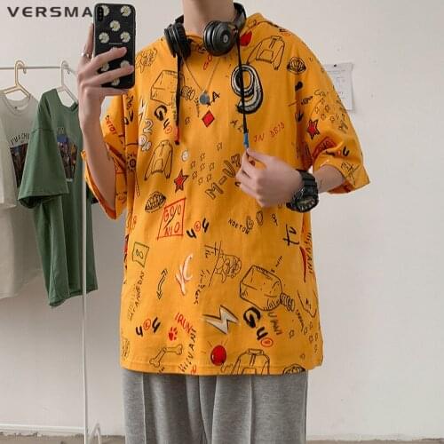 VERSMA Korean Harajuku Ulzzang Graffiti Print T-shirt Men Women Summer Hip Hop Streetwear Short Sleeve Plus Size Men Tshirt 5XL