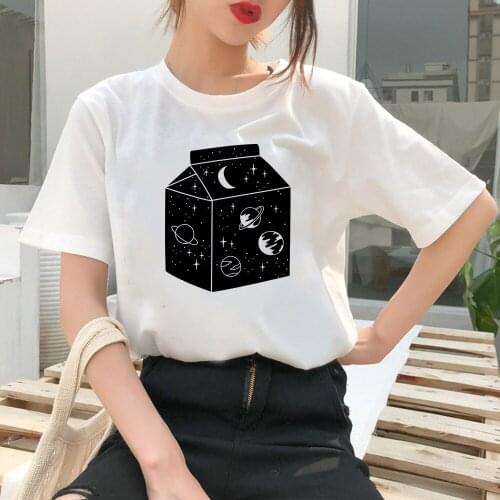 Funny Space Milk Womens T Shirts Y2k Fashion Streetwear Short Sleeve High Quality wholesale Shirts Tumblr Mujer Comfy Clothing