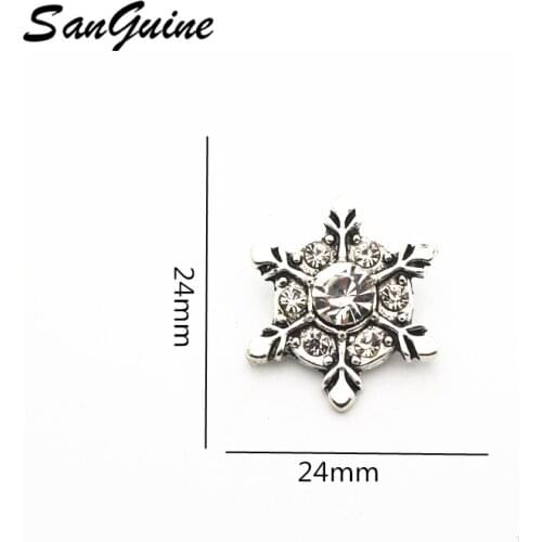 Hot selling Snap Jewelry Rhinestone Crystal snowflake 18mm Snap Buttons Snap for Silver Leather Snap Bracelet Button Jewelry