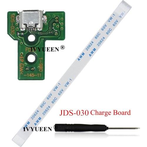 IVYUEEN for Sony PlayStation 4 PS4 Pro Slim Controller Charging Socket Port Circuit Board With 12 14 pin Power Flex Ribbon Cable