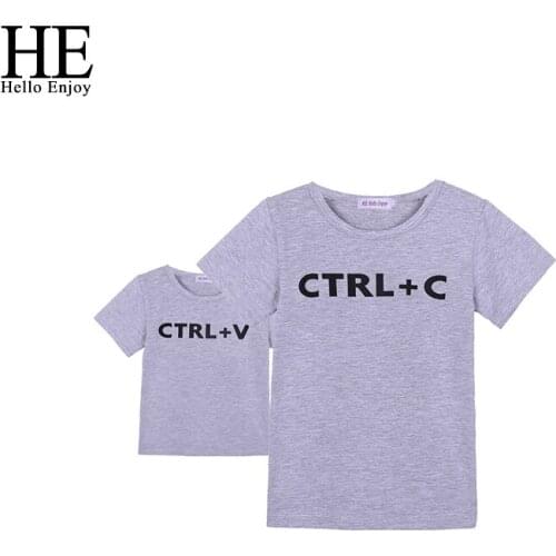 HE Hello Enjoy 2021 Summer Casual Father And SonT-shirt Big Man Little Man Print Summer Clothes Matching Family Outfits Clothes