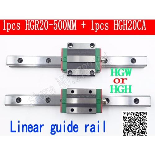 New linear guide rail HGR20 500mm long with 1pc linear block carriage HGH20CA HGH20 HGW20CC CNC parts