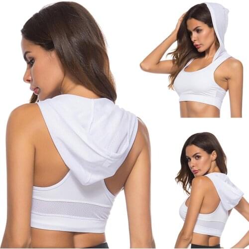 Women Quick Dry Elastic Fitness Sports Bra Hooded Vest Womens Clothing блузка женская ropa de mujer 2020