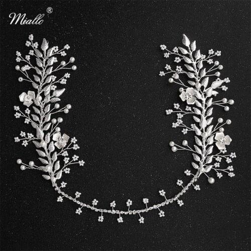 Miallo Fashion Handmade Painting Flowers Wedding Hair Vine Bridal Hair Jewelry Accessories Headpieces for Women