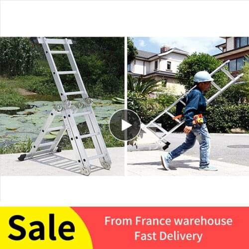 3.7m 4*3 Step Style Multifunctional Folding Ladder With Two Iron Plates Household Thicker Version Ladder Repairing Tool HWC