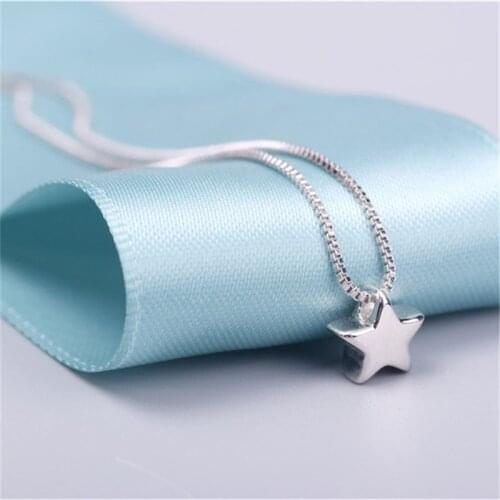 Fashion Sliver Star Chain Necklace for Women Jewelry Charms Ladies Wedding Party Pendant Necklace Romantic Valentine Girls Gifts