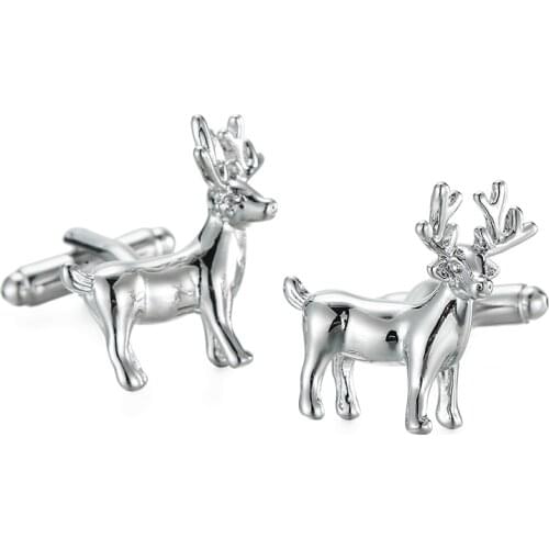 DY new high quality fashion men French shirt Cufflinks Funny animal deer Silvery Cufflinks