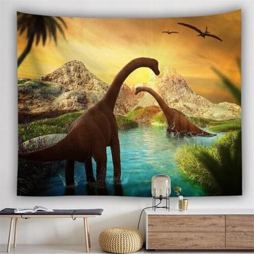Dinosaur Wall Tapestry Animal Wall Hanging Fabric Jurassic Hippie Tapestry Wall Carpet Blanket Boho Decor Kids Bedroom Headboard