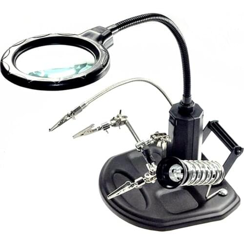 Desktop Magnifying Glass Third Hand LED Lamp Solder Holder Heavy Base Station For Soldering Hobby Repair Model Games Assembly