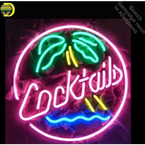 Neon Sign for COCKTAILS PALM TREE Neon Bulb Sign Beer Bar Pub Decoration Neon Tube Sign handcraft Publicidad Sign Store Displays