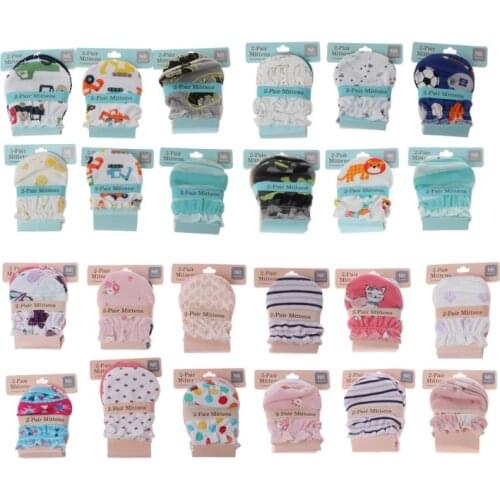 New 2Pairs Fashion Baby Anti Scratching Gloves Newborn Protection Face Cotton Scratch Mittens