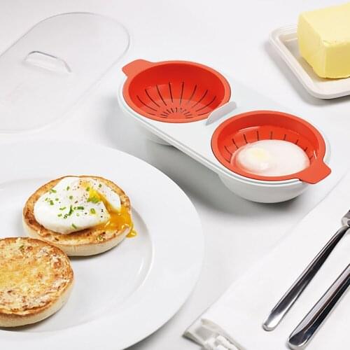 New Creative Egg Poacher Food Grade Cookware Double Cup Egg Boiler Steamed Egg Set Microwave Ovens Kitchen Cooking Tools